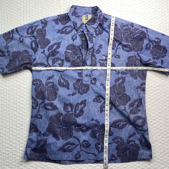 Kahala Hawaiian Aloha Shirt Mens L Floral Blue Cotton Pocket Button Up EUC - Picture 7 of 9